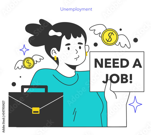 Unemployment concept. Social problem of occupancy, job offer and workplace