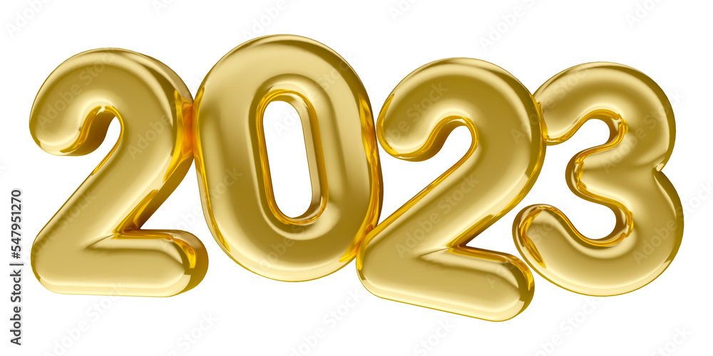 Number 2023 golden in 3d render illustration Number 2023 golden in 3d render illustration