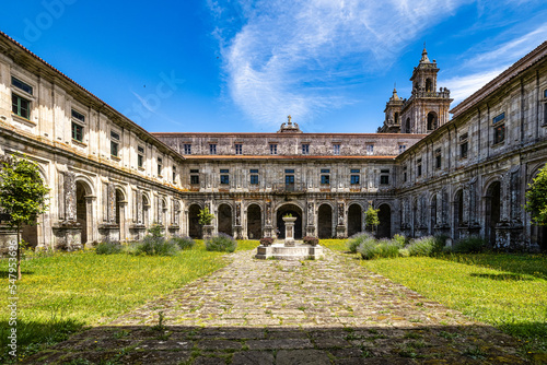Courtyard of the monastery of Oseira at Ourense, Galicia, Spain. Monasterio de Santa Maria la Real de Oseira