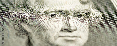 Thomas Jefferson closeup on the two dollar bill. Banner