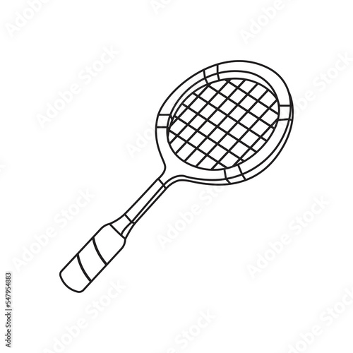Badminton racket line icon vector