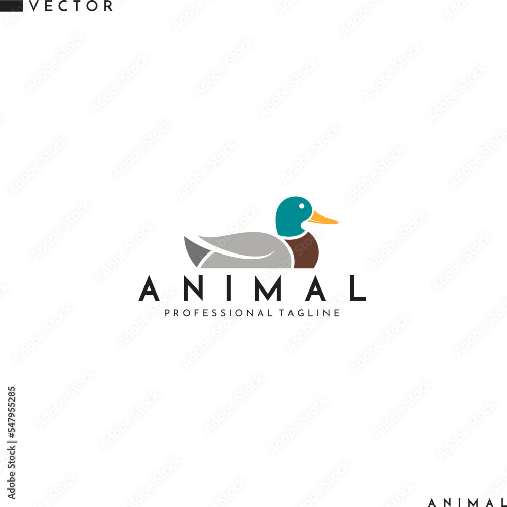 Obraz premium Hunting logo. Isolated duck on white background