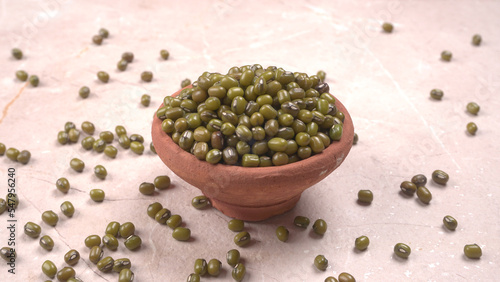 Green Mung Beans Also Know as Mung Dal, Vigna Radiata, Green Beans or Moong Dal isolated on White Background