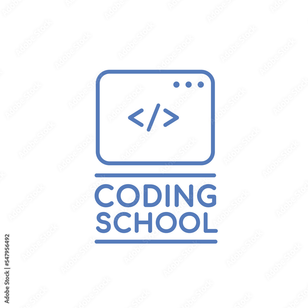 Children coding school branding idea. Vector illustration Children coding school branding idea. Vector illustration