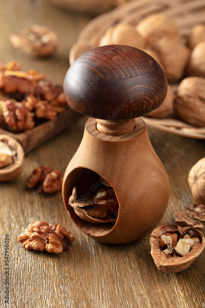 Walnuts on a wooden table. Walnuts on a wooden table.