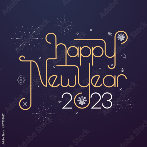 Happy New 2023 Year elegant design vector illustration of color logo
