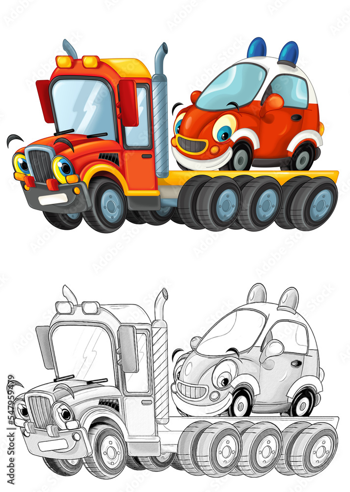 funny cartoon tow truck driver with other car funny cartoon tow truck driver with other car