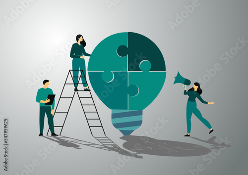 Business and teamwork concept of vector illustration, little people links of mechanism, business mechanism, people are engaged in business promotion, strategy analysis.