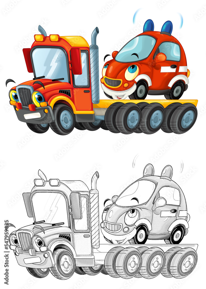 funny cartoon tow truck driver with other car funny cartoon tow truck driver with other car