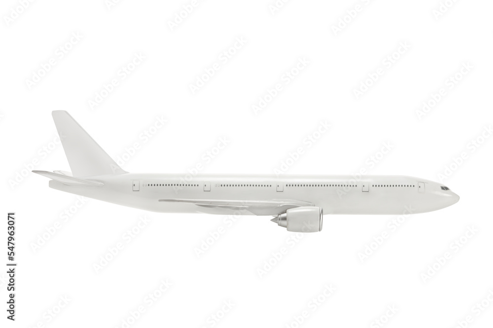 Side shot of a white airplane