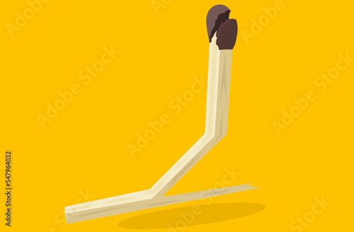 broken match and cracked sulfur head