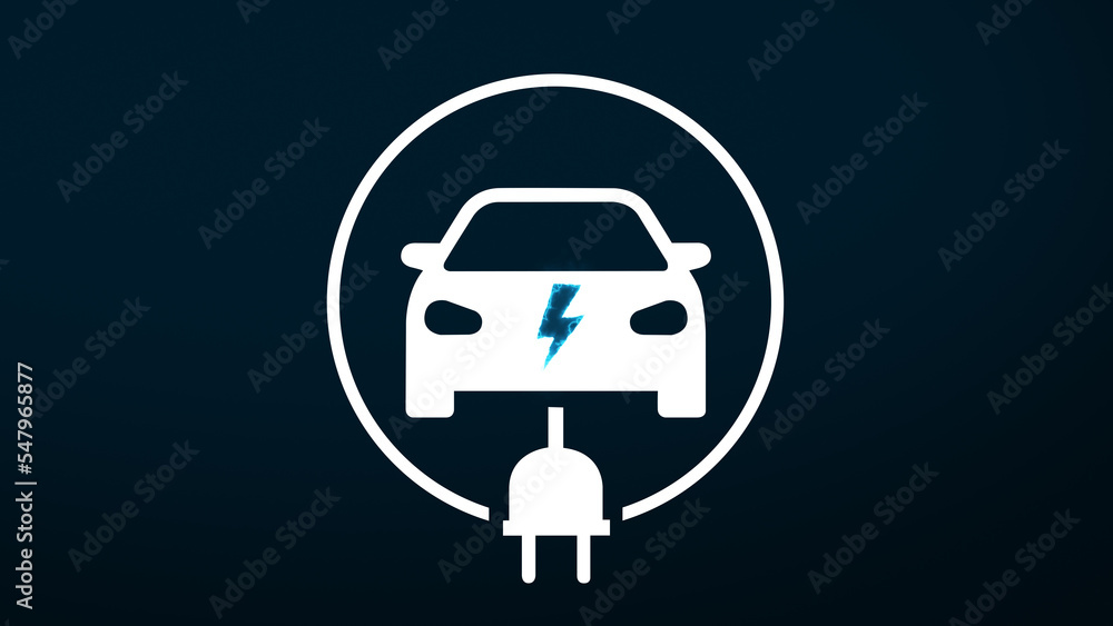 Obraz premium Electric car dashboard display. Electric Car Charging Indicating the Progress of the Charging, electric vehicle battery indicator showing an increasing battery charge