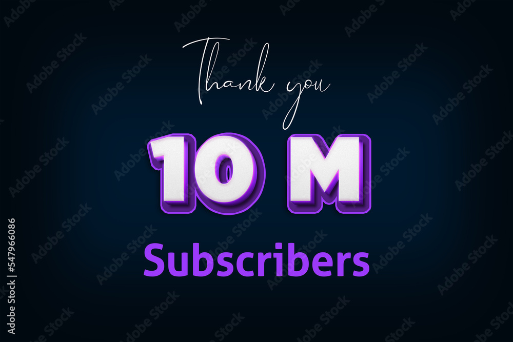 10 Million subscribers celebration greeting banner with Purple 3D Design