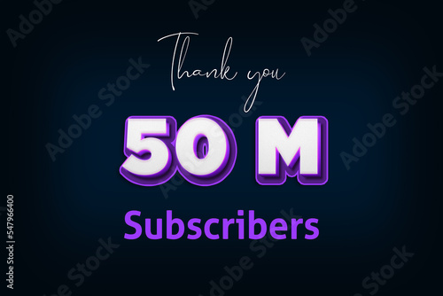 50 Million subscribers celebration greeting banner with Purple 3D Design