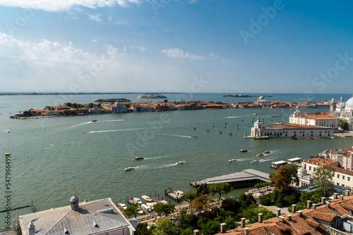 Venice, Italy: Rooftops and islands during spring day