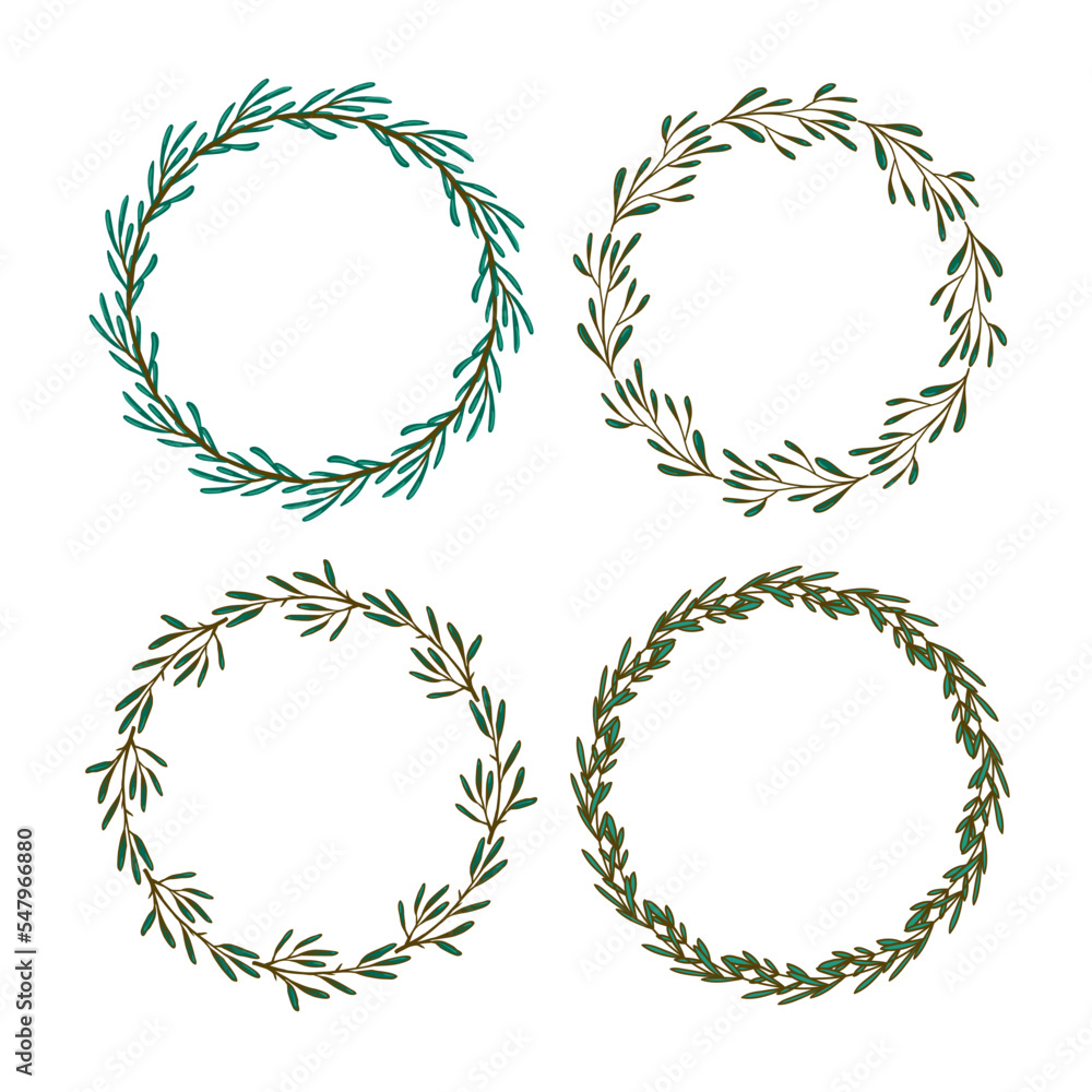 Christmas wreaths with evergreen leaves. Round floral wreath for Christmas. Vector Christmas wreath. Christmas wreaths with evergreen leaves. Round floral wreath for Christmas. Vector Christmas wreath.