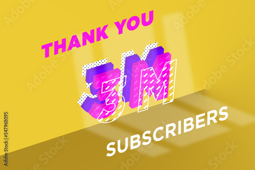 3 Million  subscribers celebration greeting banner with Multi Layer Design photo