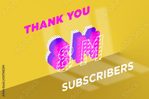 8 Million  subscribers celebration greeting banner with Multi Layer Design photo