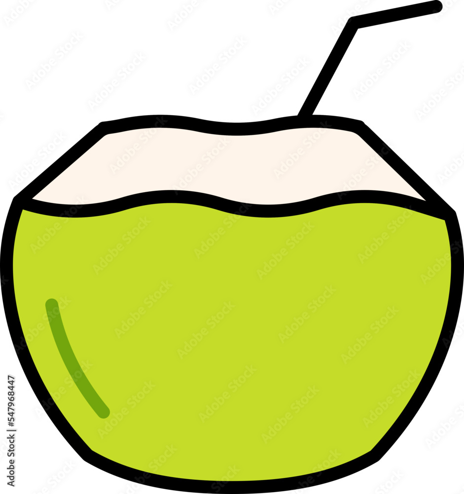 Coconut cut beverage drink Style style line colorful Coconut cut beverage drink Style style line colorful