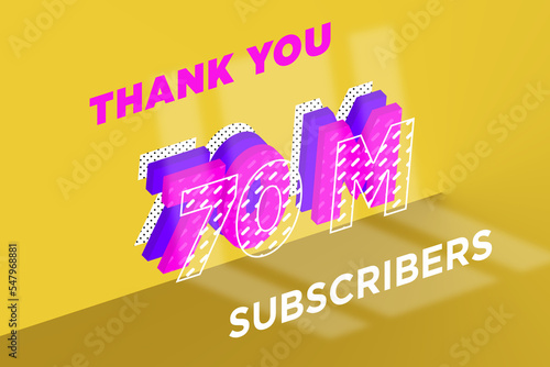 70 Million  subscribers celebration greeting banner with Multi Layer Design photo