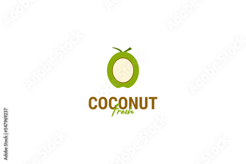Flat coconut icon logo design vector template illustration