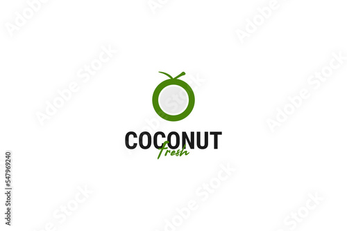 Flat coconut icon logo design vector template illustration