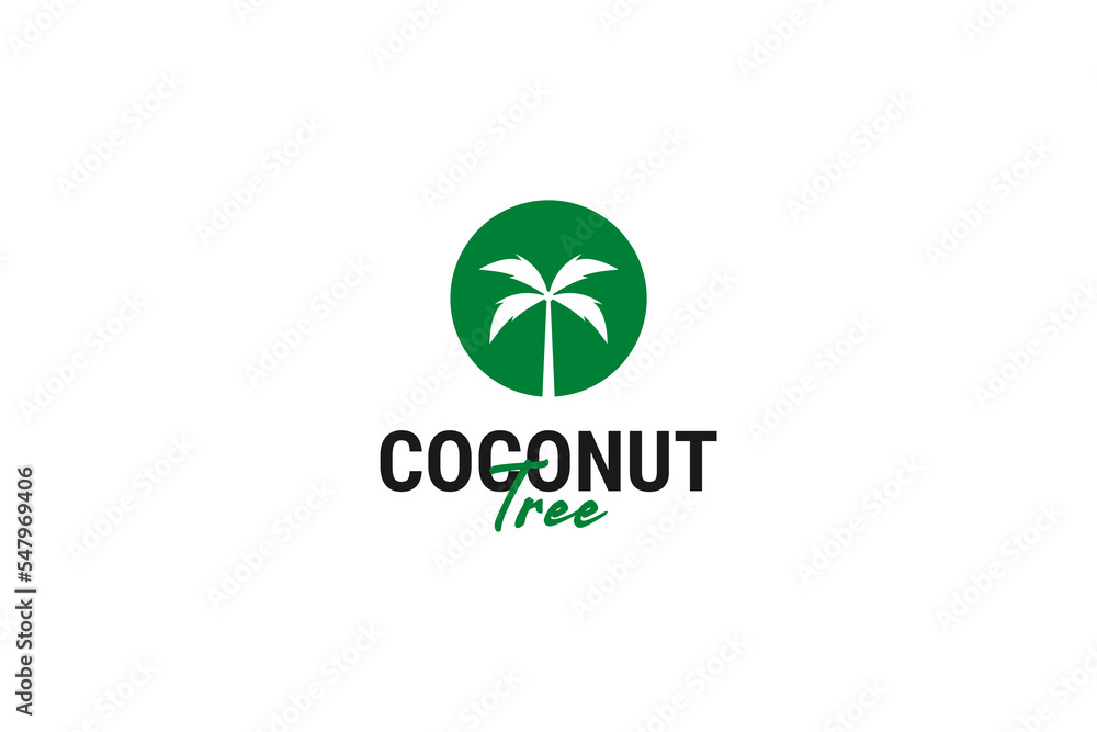 Flat coconut tree logo design vector template illustration Flat coconut tree logo design vector template illustration
