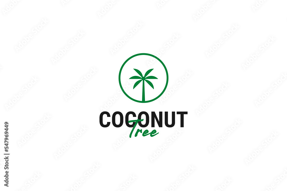 Flat coconut tree logo design vector template illustration Flat coconut tree logo design vector template illustration