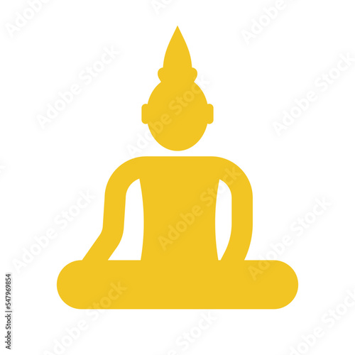 Golden Buddha statue icon. Vector.