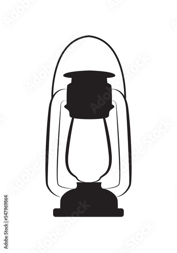 Old lantern vector isolated on white. Vintage metal kerosene lamp icon.