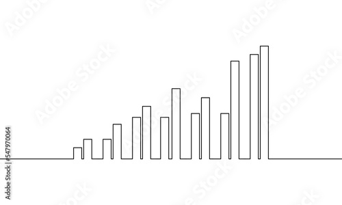 Continuous line drawing of graph icon outline, business growth, bar chart, simple sign, object one line, single line art, vector illustration