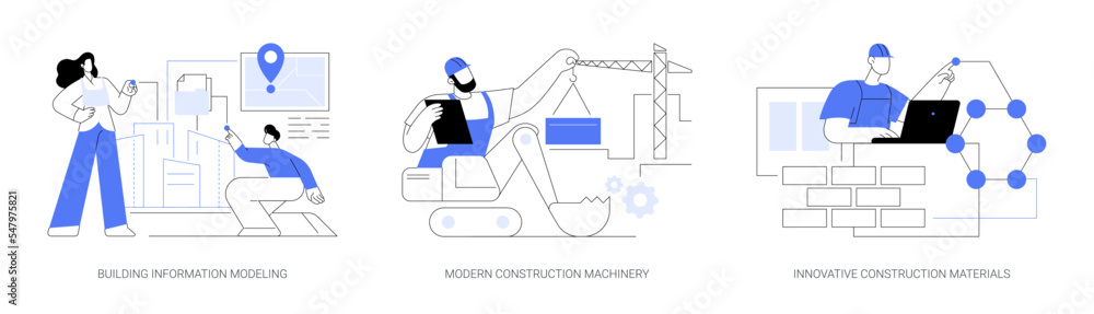 Construction technology innovation abstract concept vector illustrations. - obrazy, fototapety, plakaty 