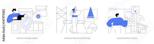 Construction security services abstract concept vector illustrations.