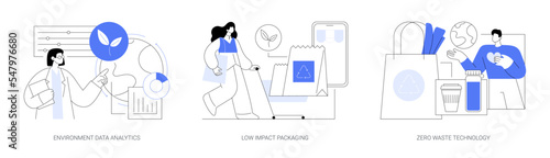 Reuse reduce recycling abstract concept vector illustrations.