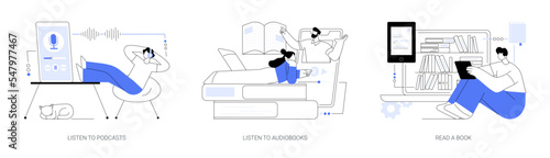 Free time while coronavirus quarantine ideas abstract concept vector illustrations.