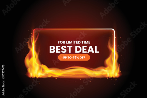 Realistic fire flame offer promotion banner