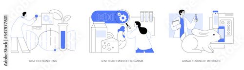 Biotechnology abstract concept vector illustrations.