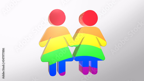 3d icon Gay LGBT pride rainbow Homosexual love icon people love couple icon with alpha chanal 3d rendering photo