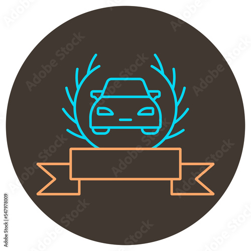 Car ward icon outline. Two color icon on round background.