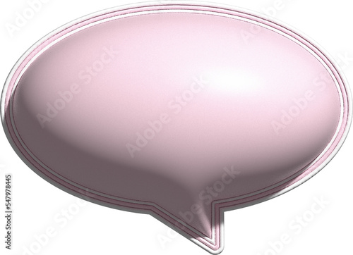 cute 3d pink and white speech bubble, text box, conversation bubble, message box decoration