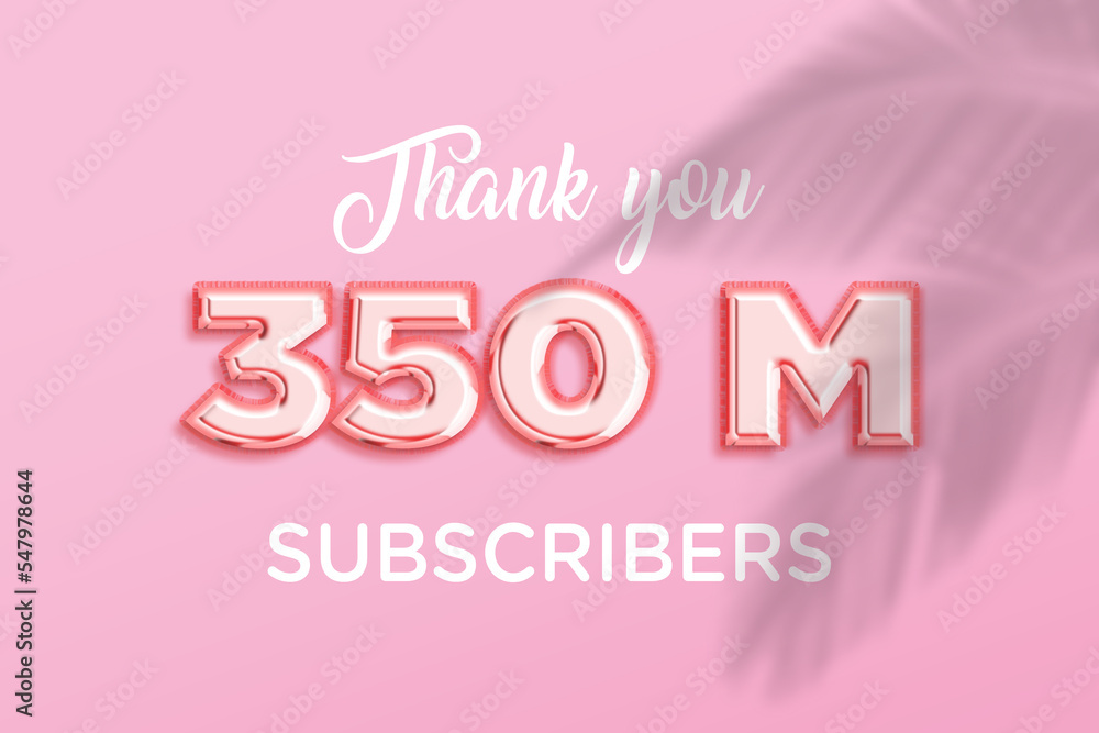 350 Million  subscribers celebration greeting banner with Rose gold Design