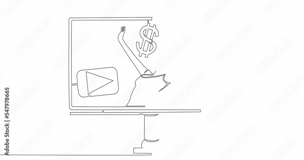 Self drawing line animation woman blogger continuous one single line drawn concept video Self drawing line animation woman blogger continuous one single line drawn concept video
