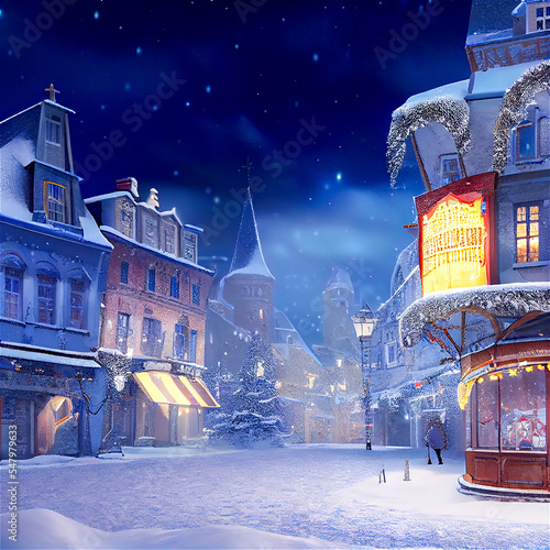 Christmas town at night