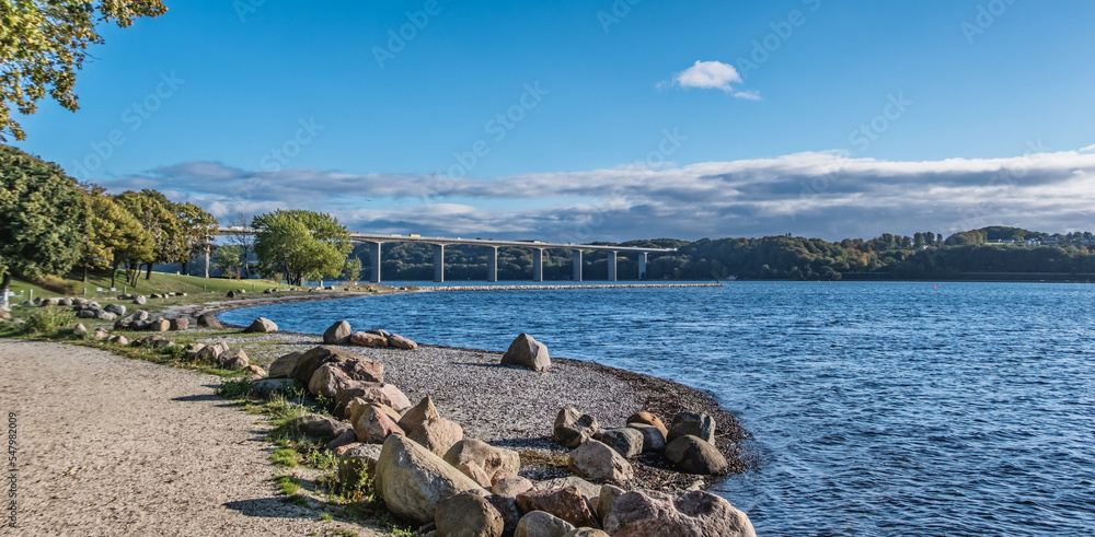 The bridge over Vejle Fjord in Denmark The bridge over Vejle Fjord in Denmark