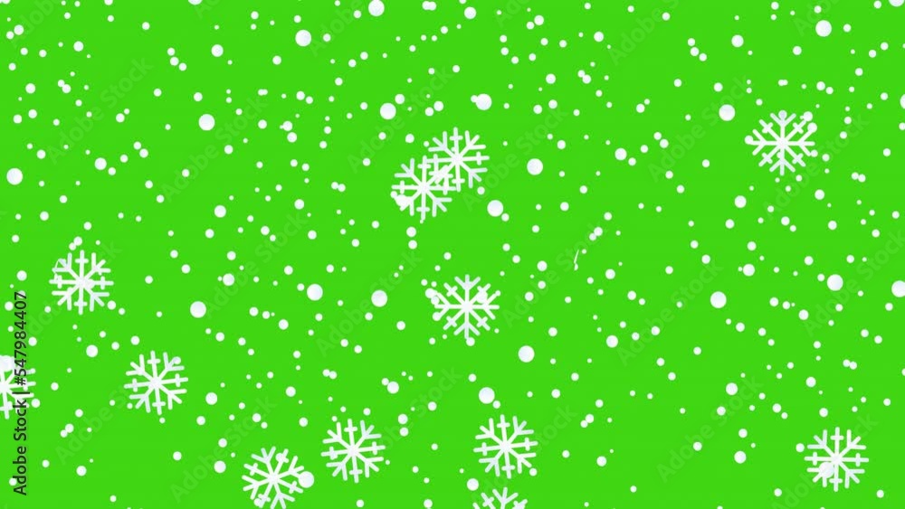 Snowfall Loop On Green Screen Winter Snow Falling Down 2d Cartoon