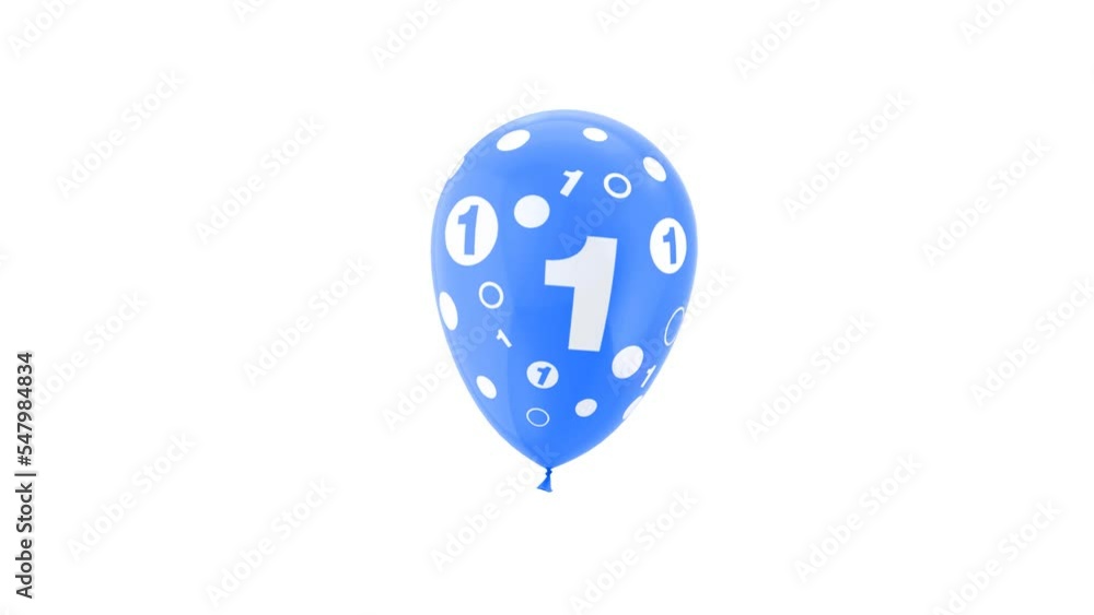 1 Year Old. Birthday Celebration Balloon. Loop Animation. With Green Screen and Alpha Matte Channel. 1 Year Old. Birthday Celebration Balloon. Loop Animation. With Green Screen and Alpha Matte Channel.
