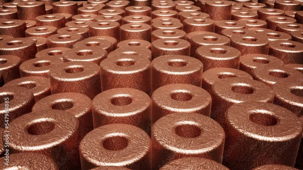Shifting copper foil rolls background loop Shifting copper foil rolls background loop