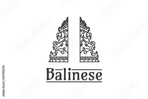 Vintage Retro Pure or Balinese Temple Gate for Pray Logo Design