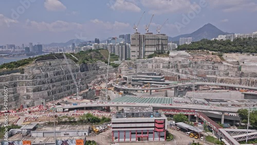 40M Wide angle Drone view of Tseung Kwan O - Lam Tin Tunnel Construction photo