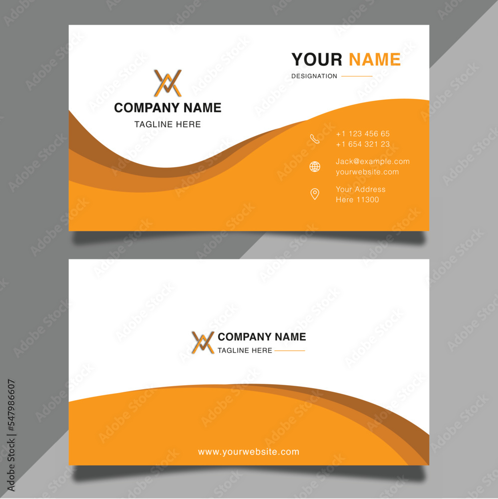 Fototapeta premium Modern yellow business card design template professional